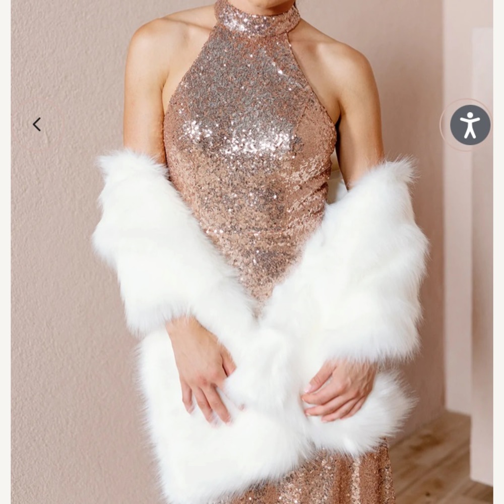 Revelry White Faux Fur Shrug